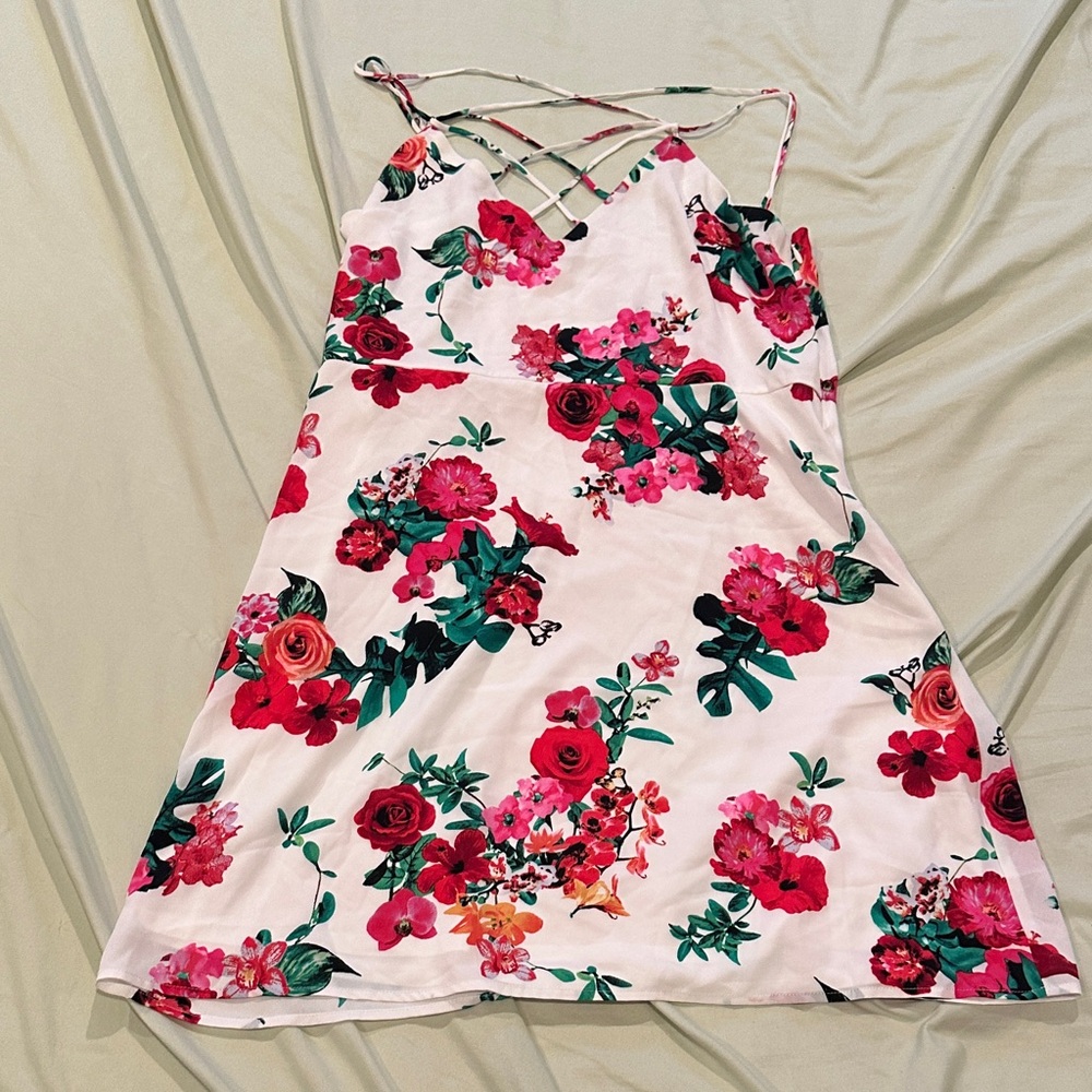 Express Pink Floral Strappy Sundress